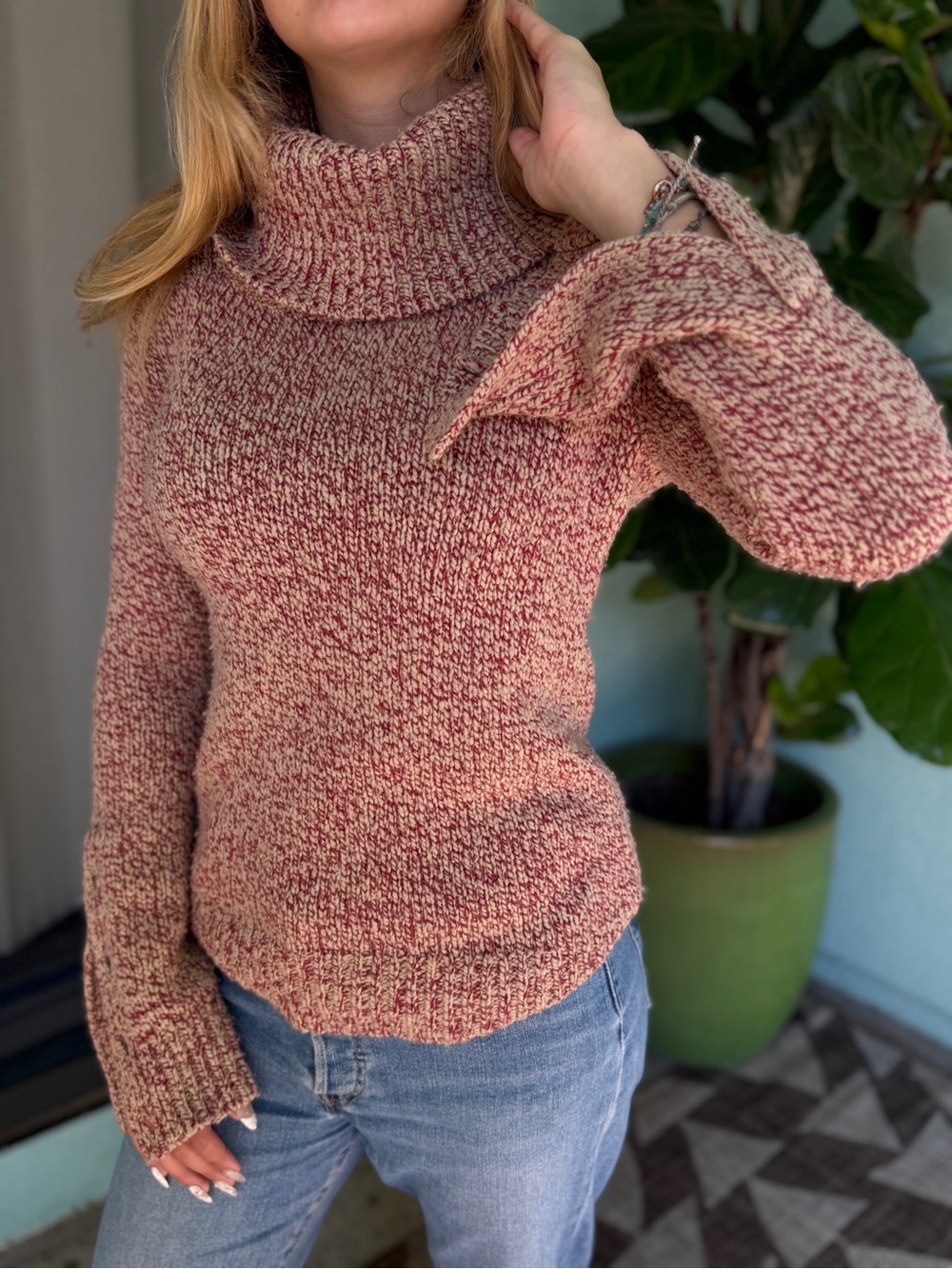 Banana Republic Heritage Merino Wool Cowlneck Sweater Red Delicious XS